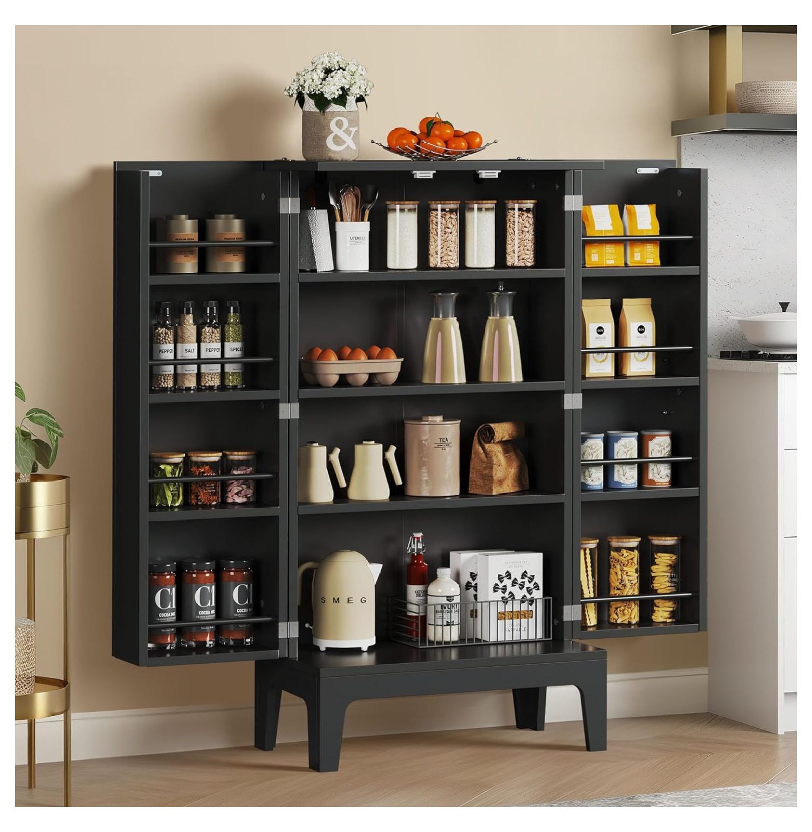 BULYAXIA 43" Kitchen Storage Pantry with Doors and