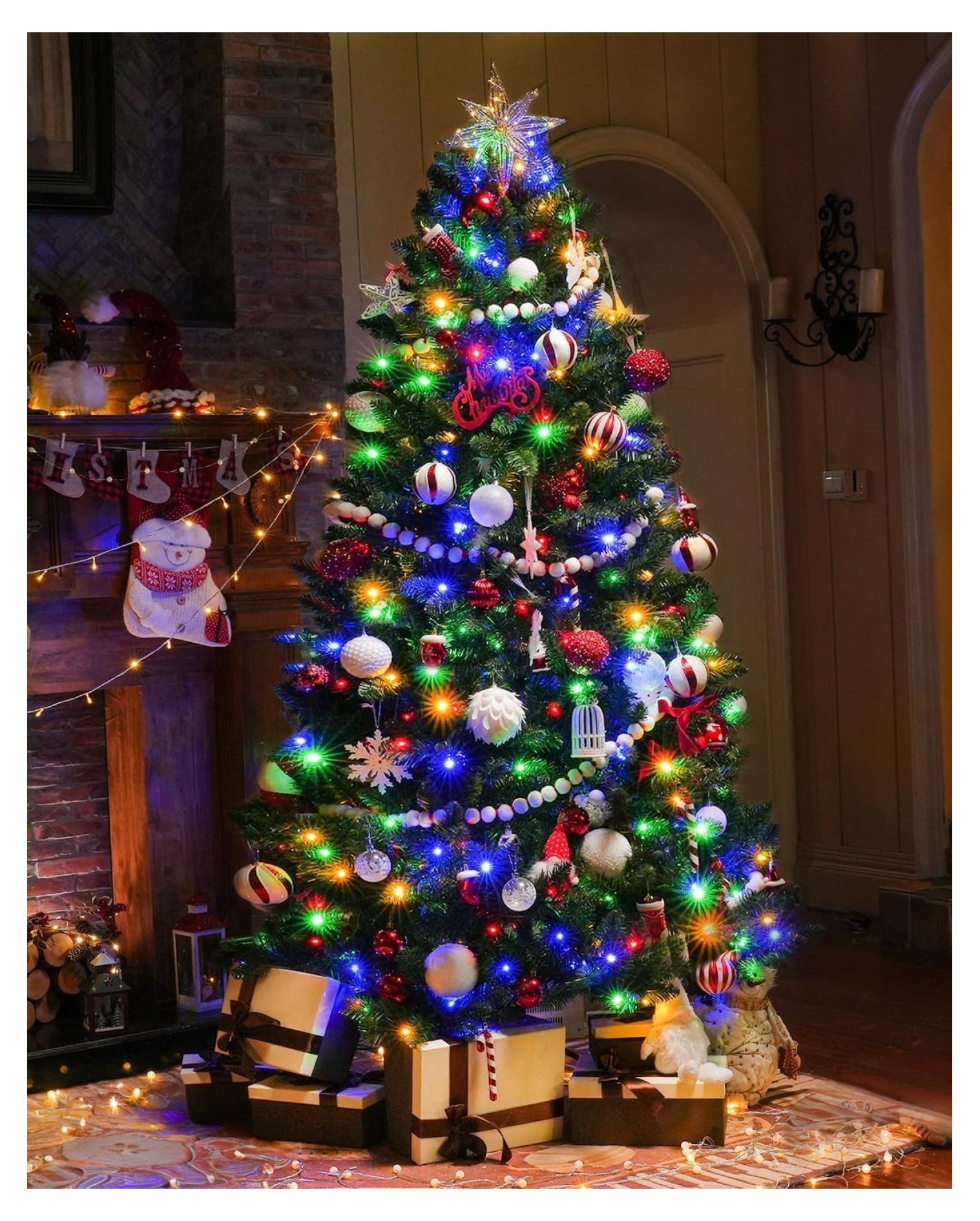 BULYAXIA 6.5ft Prelit Christmas Tree with Color Changing LED Lights 8