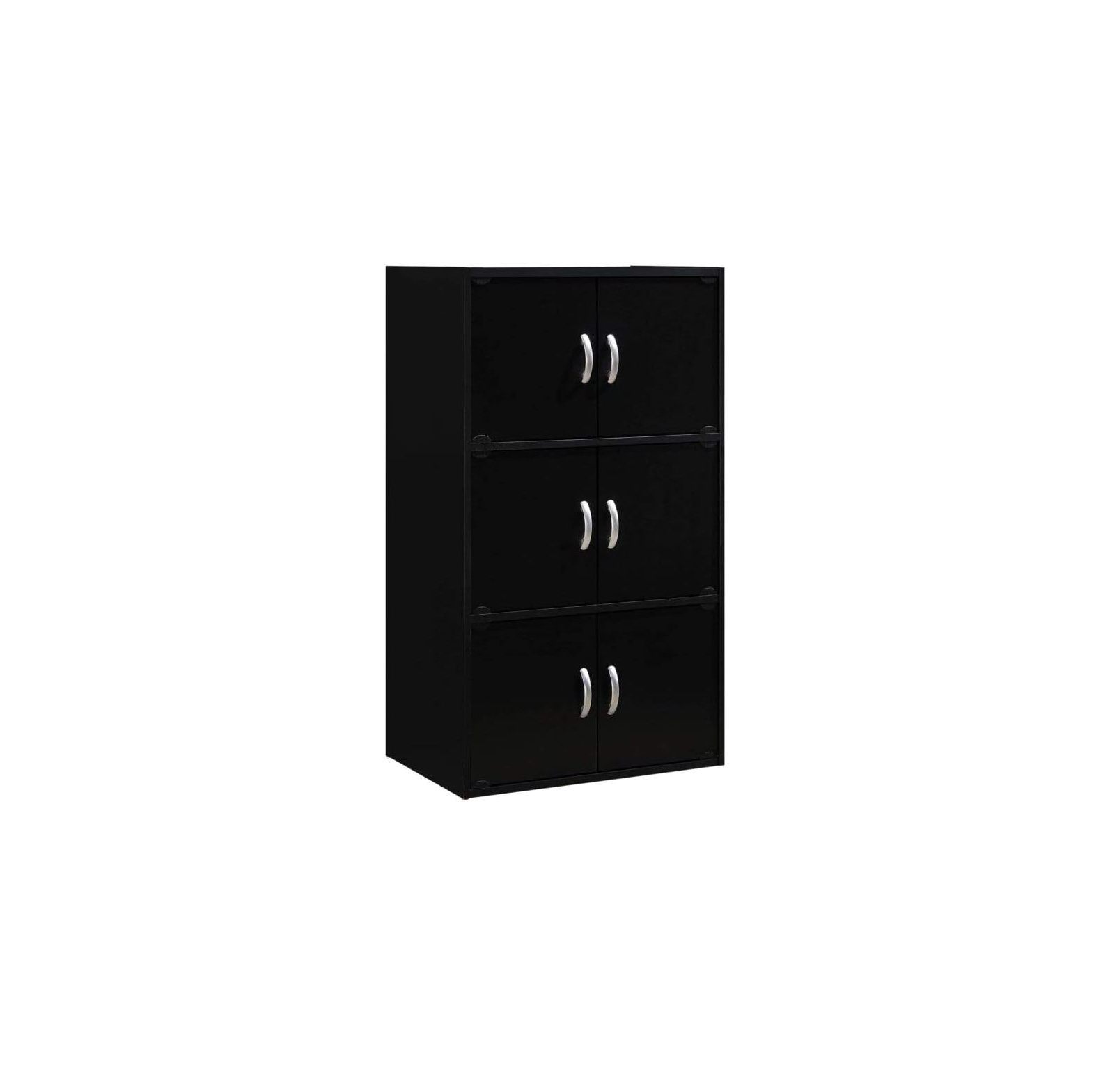 BULYAXIA 6 Door Bookcase 3 Shelf, Black