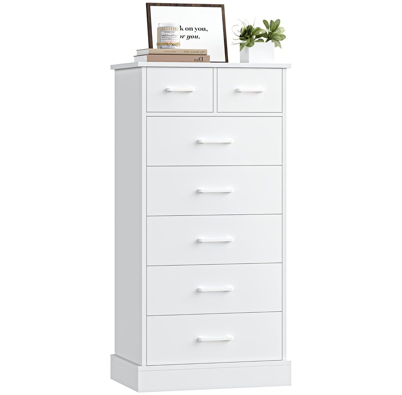 BULYAXIA 7 Drawer Dresser White Dresser, 48.5” Tall White Dresser for