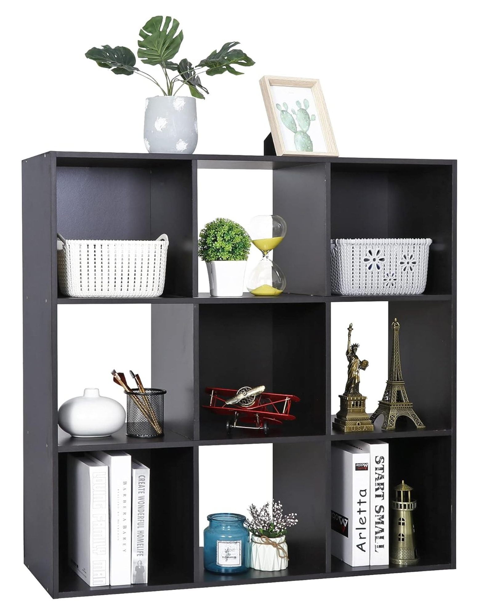 BULYAXIA 9Cube Storage Shelf Organizer Bookshelf System, Wood