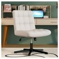 BULYAXIA Criss Cross Legged Office Chair, White Armless Desk Chair No