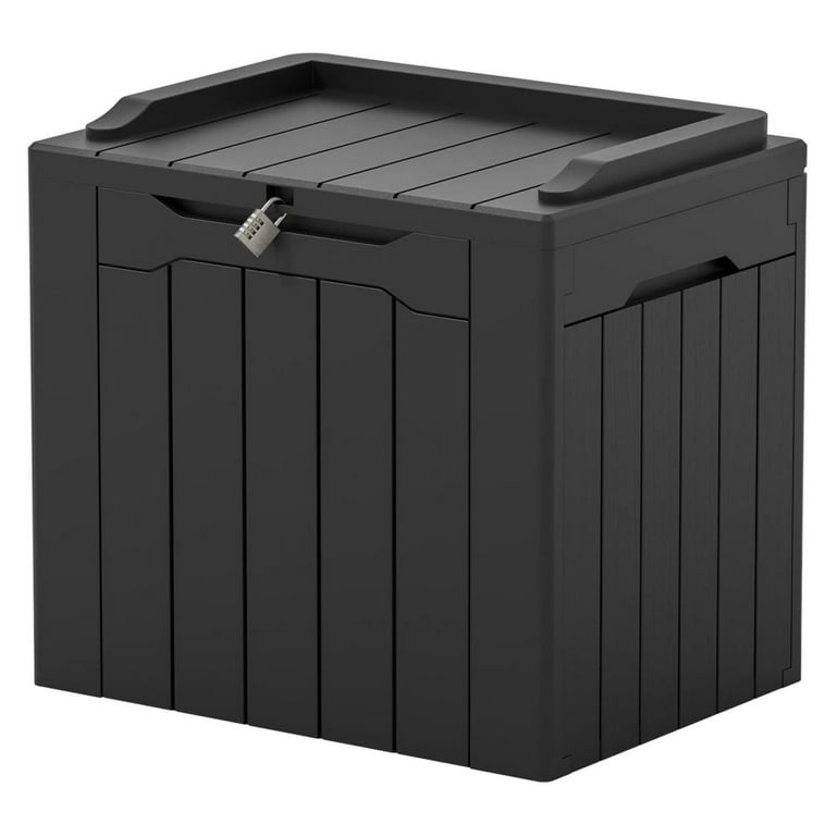 Greesum 31 Gallon Resin Deck Box Large Outdoor Storage for Patio Furniture, Garden Tools, Pool Supplies, Weatherproof and UV Resistant, Lockable, Dar