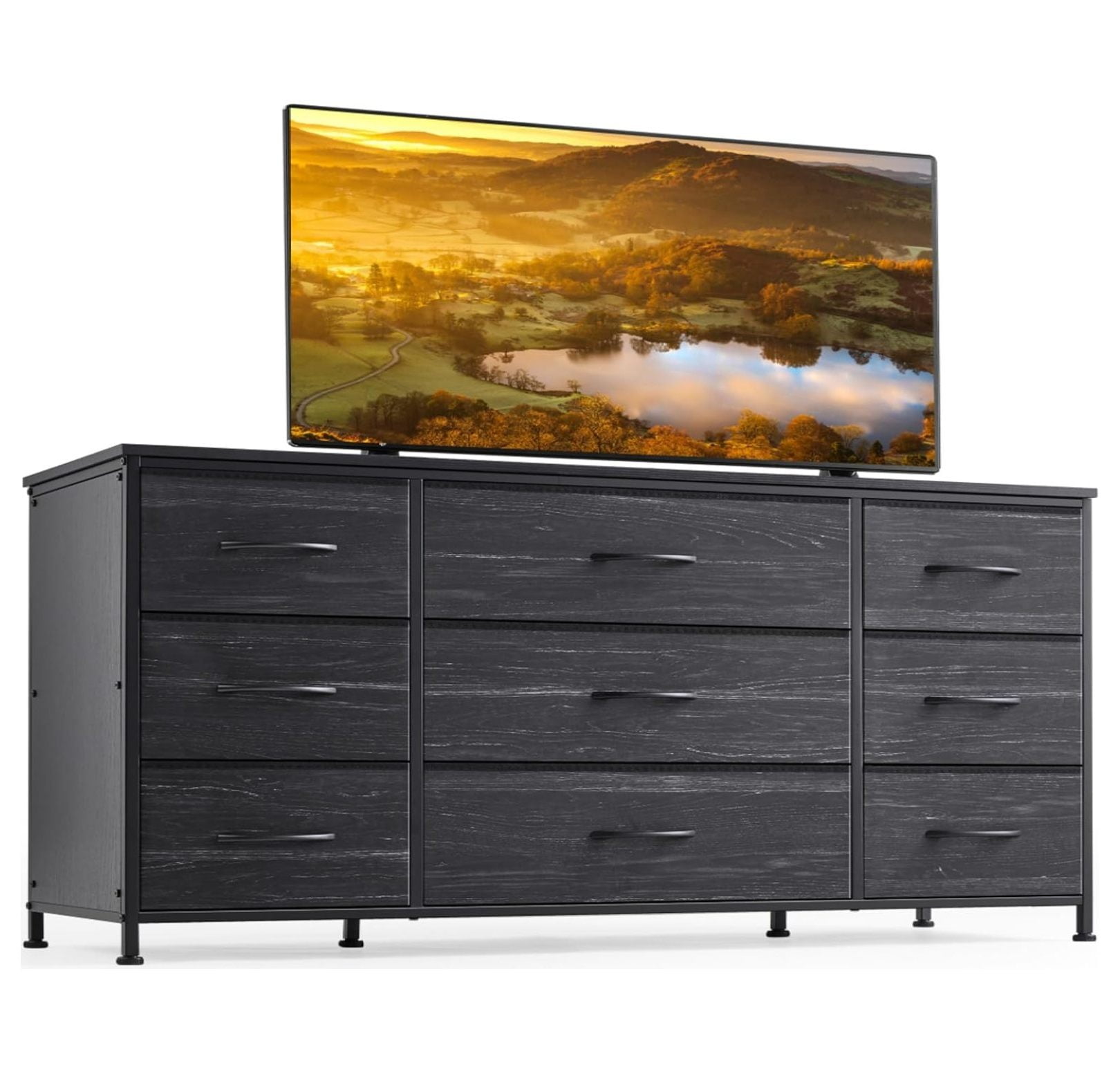 BULYAXIA Dresser TV Stand with Drawers, Entertainment Center with 9 Drawers, Media Console Table