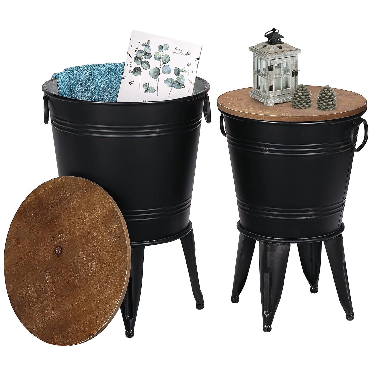 BULYAXIA Farmhouse Accent Side Table, Rustic Antique Galvanized End