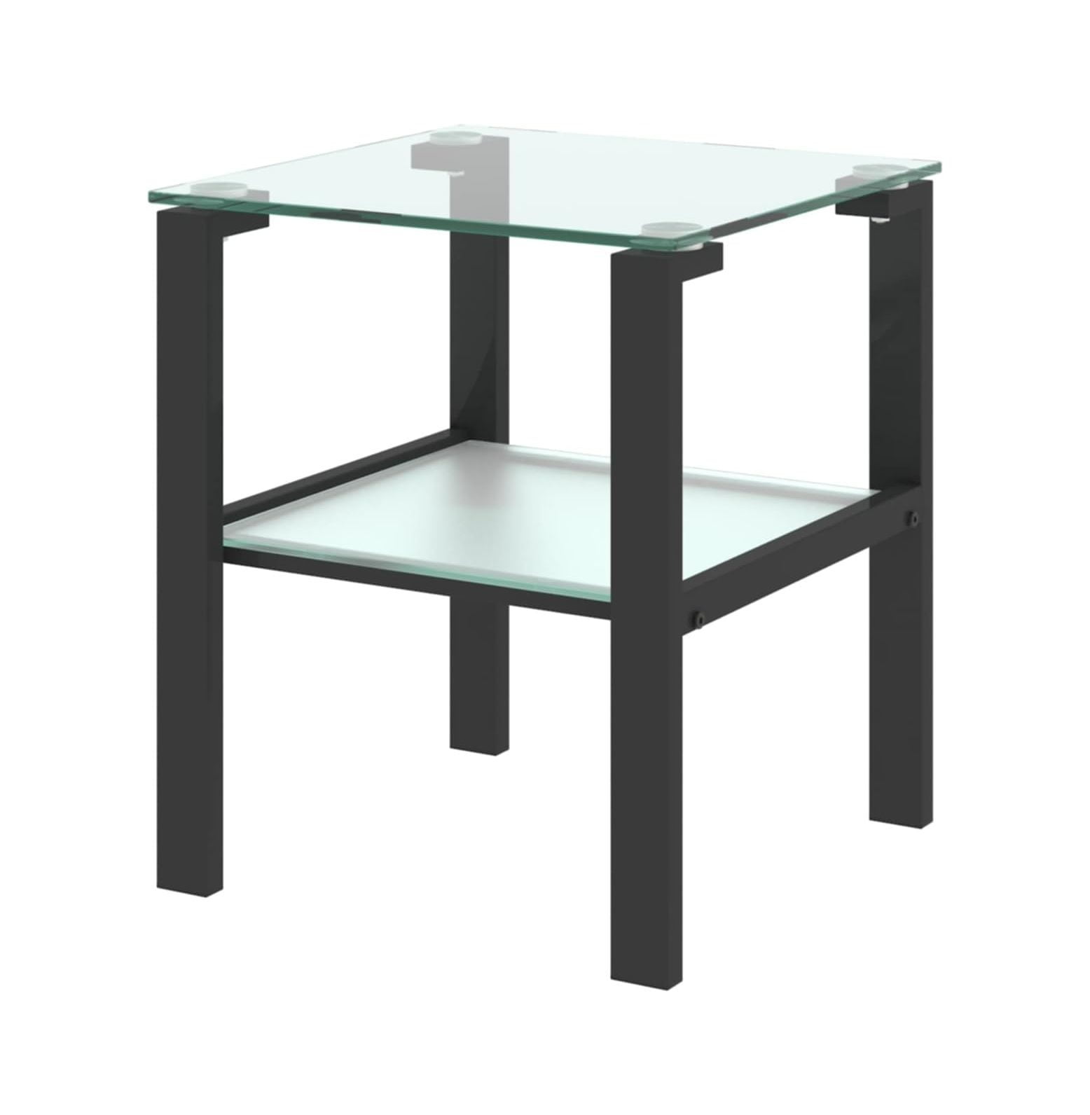 BULYAXIA Glass Top End Table, Square Glass Side Table for Living Room&Bedroom (Black)