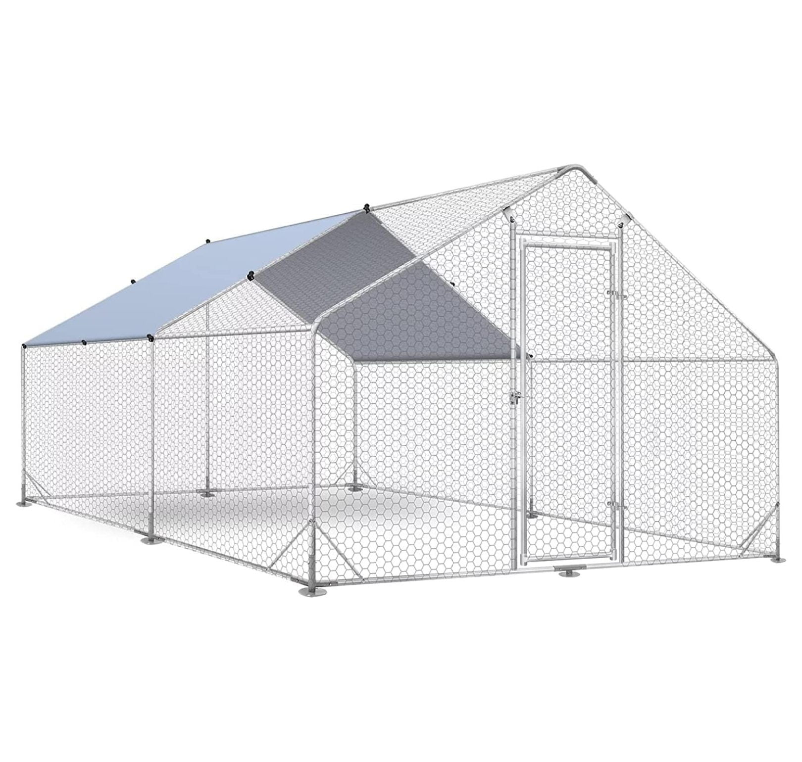 BULYAXIA Large Metal Chicken Coop, Walkin Poultry Cage Galvanized Hen