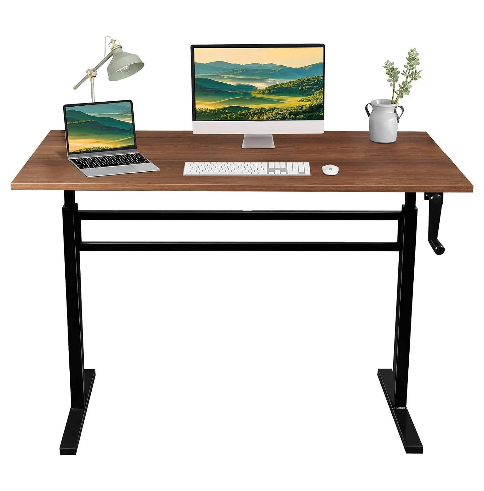 BULYAXIA Manual Adjustable Height Standing Desk, 48 x 24 Inch Hand