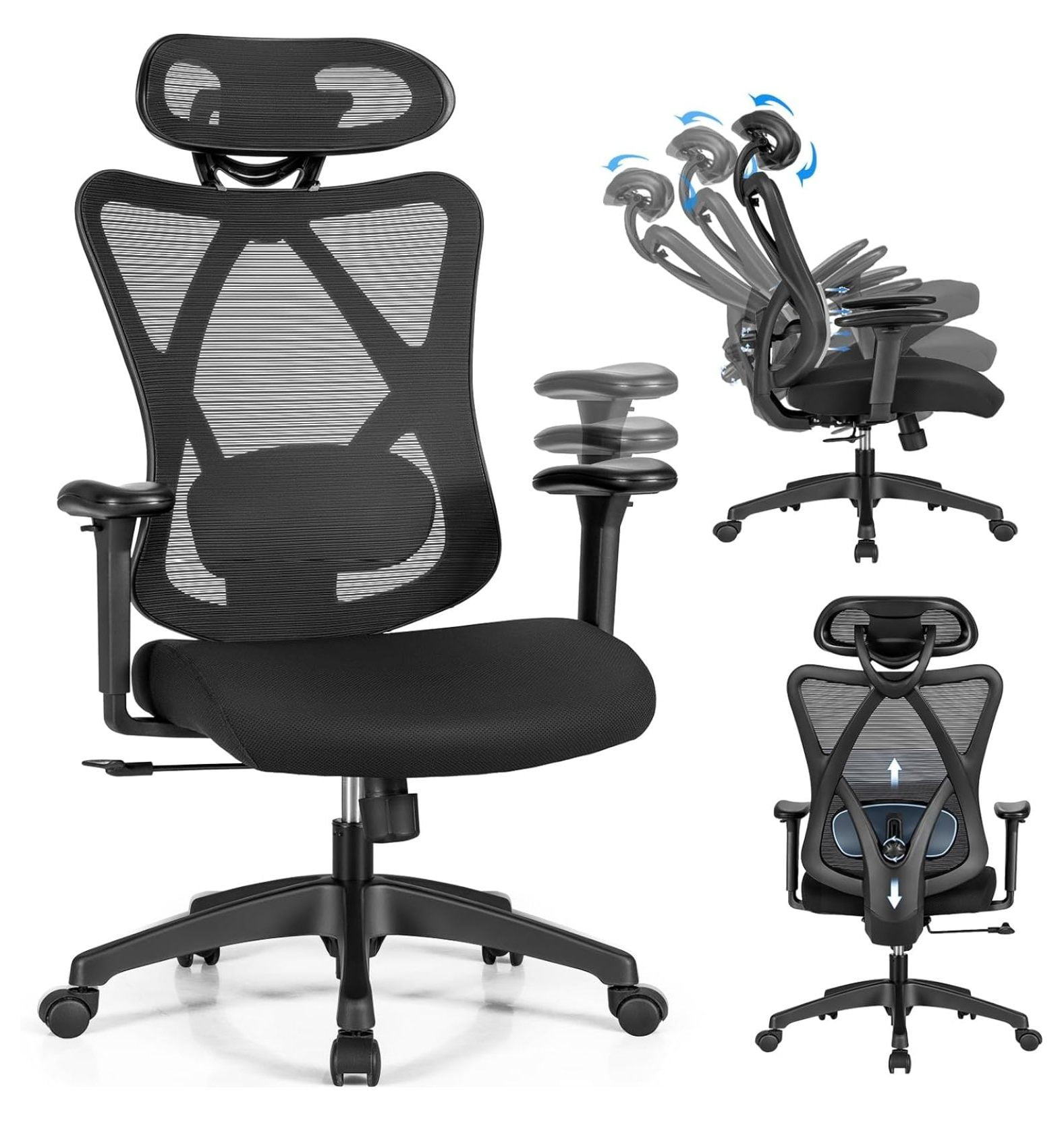 BULYAXIA Mesh HighBack Office Chair with Adjustable Lumbar Support
