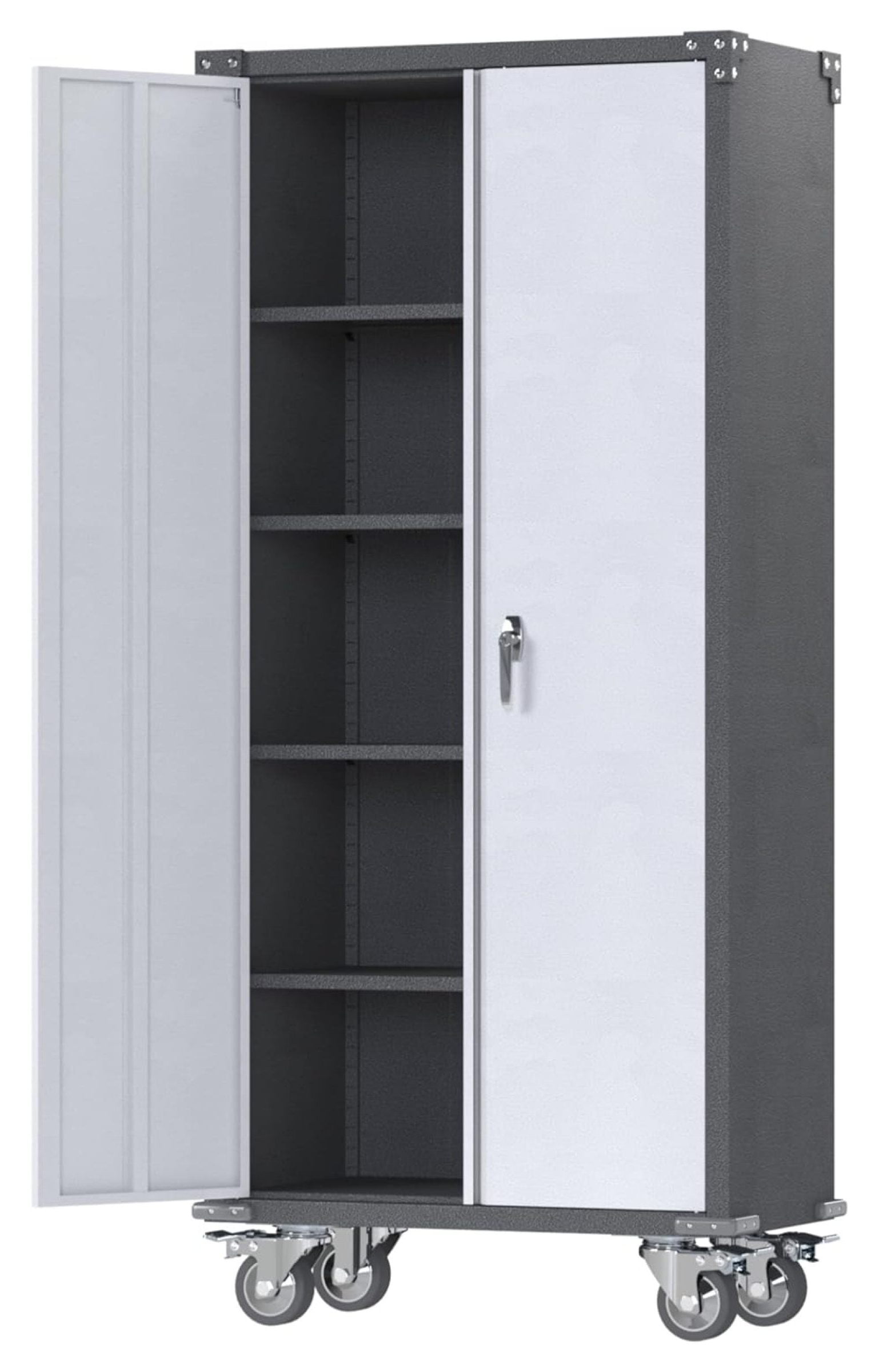 BULYAXIA Metal Storage with Wheels, 71" Tall Garage Storage with 5 Tier Shelves