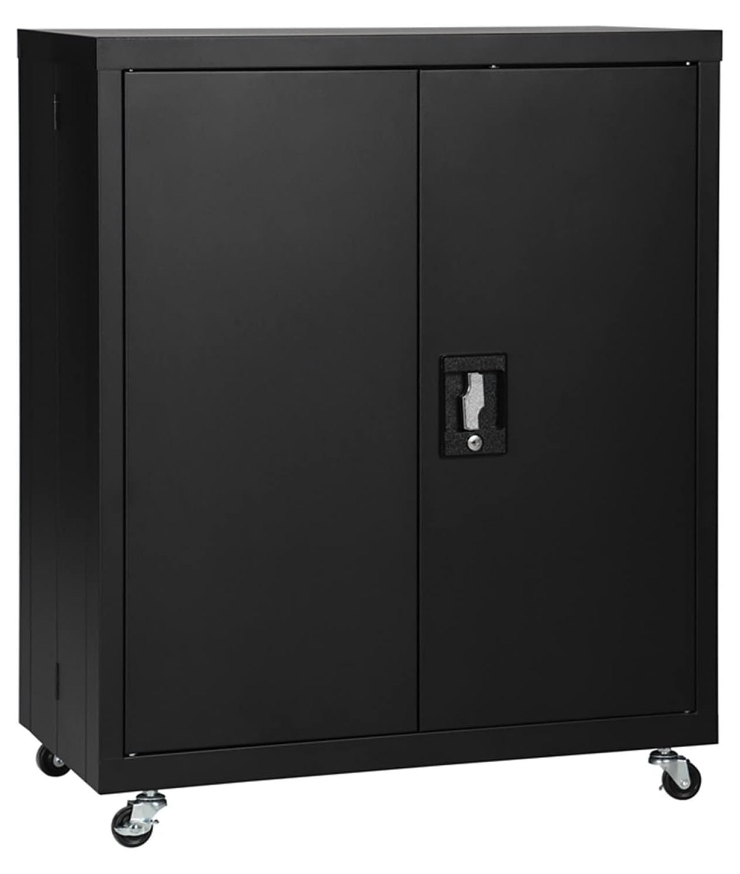 BULYAXIA Metal Storage with Wheels,Lockable Garage Storage with Adjustable Shelf