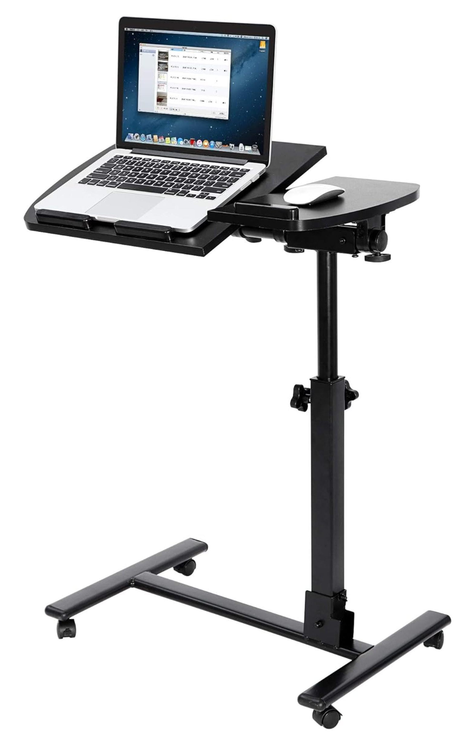 BULYAXIA Portable Swivel Rolling Laptop Desk Table, Angle & Height