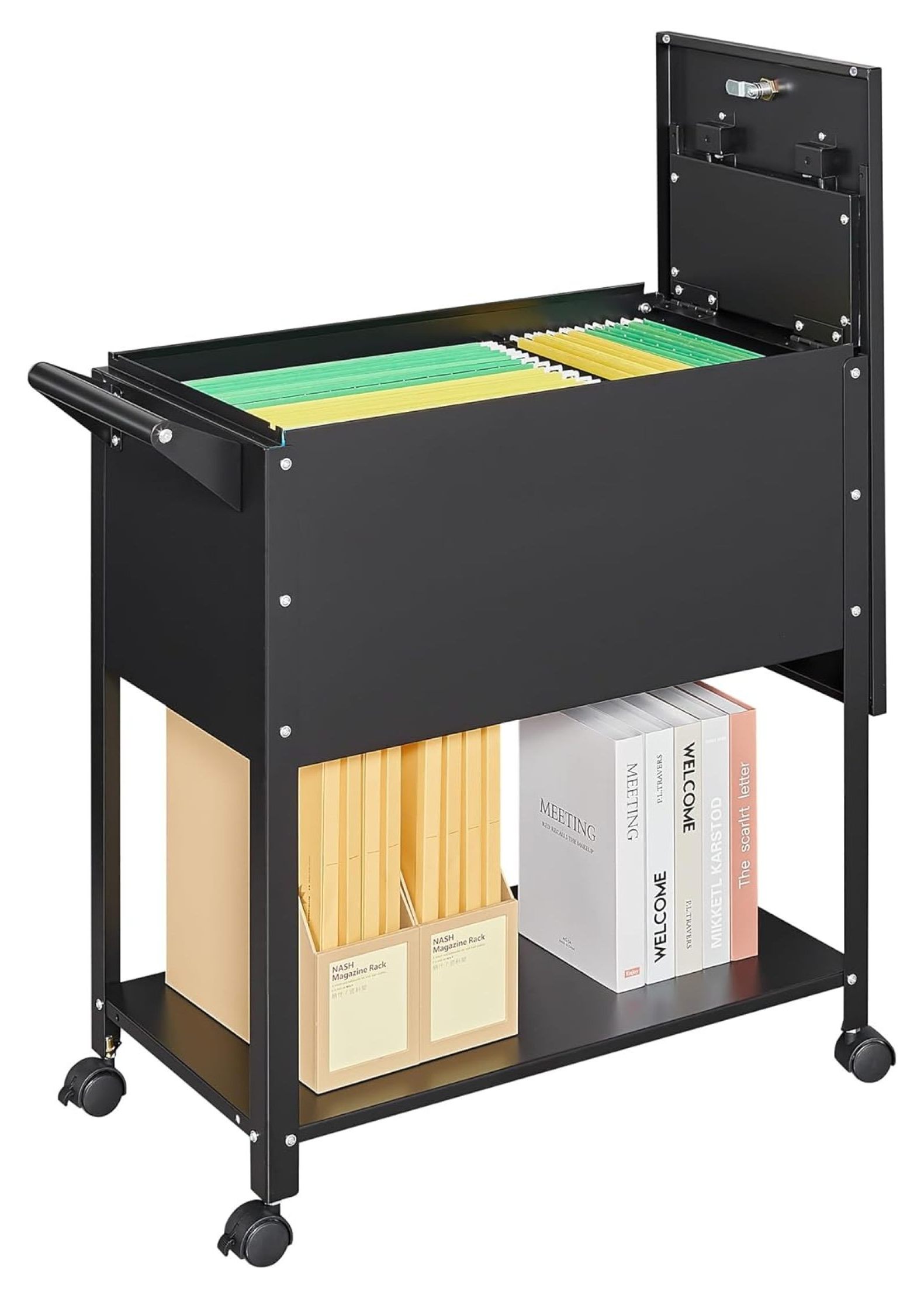 BULYAXIA Rolling File with Lock,Mobile Filing Cart with Wheels