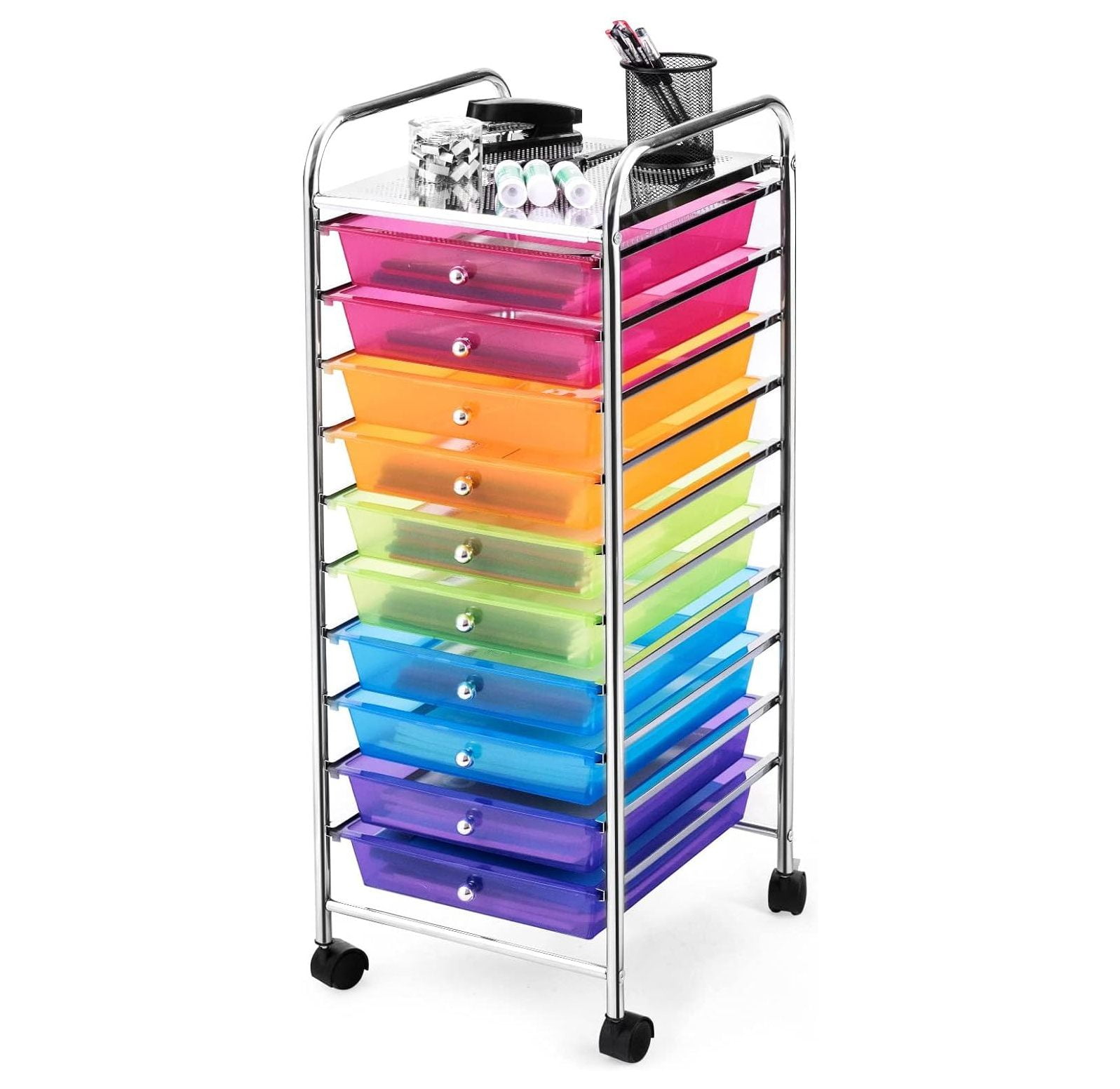 BULYAXIA Rolling Storage Cart with 10 Drawers, Versatile Utility Cart