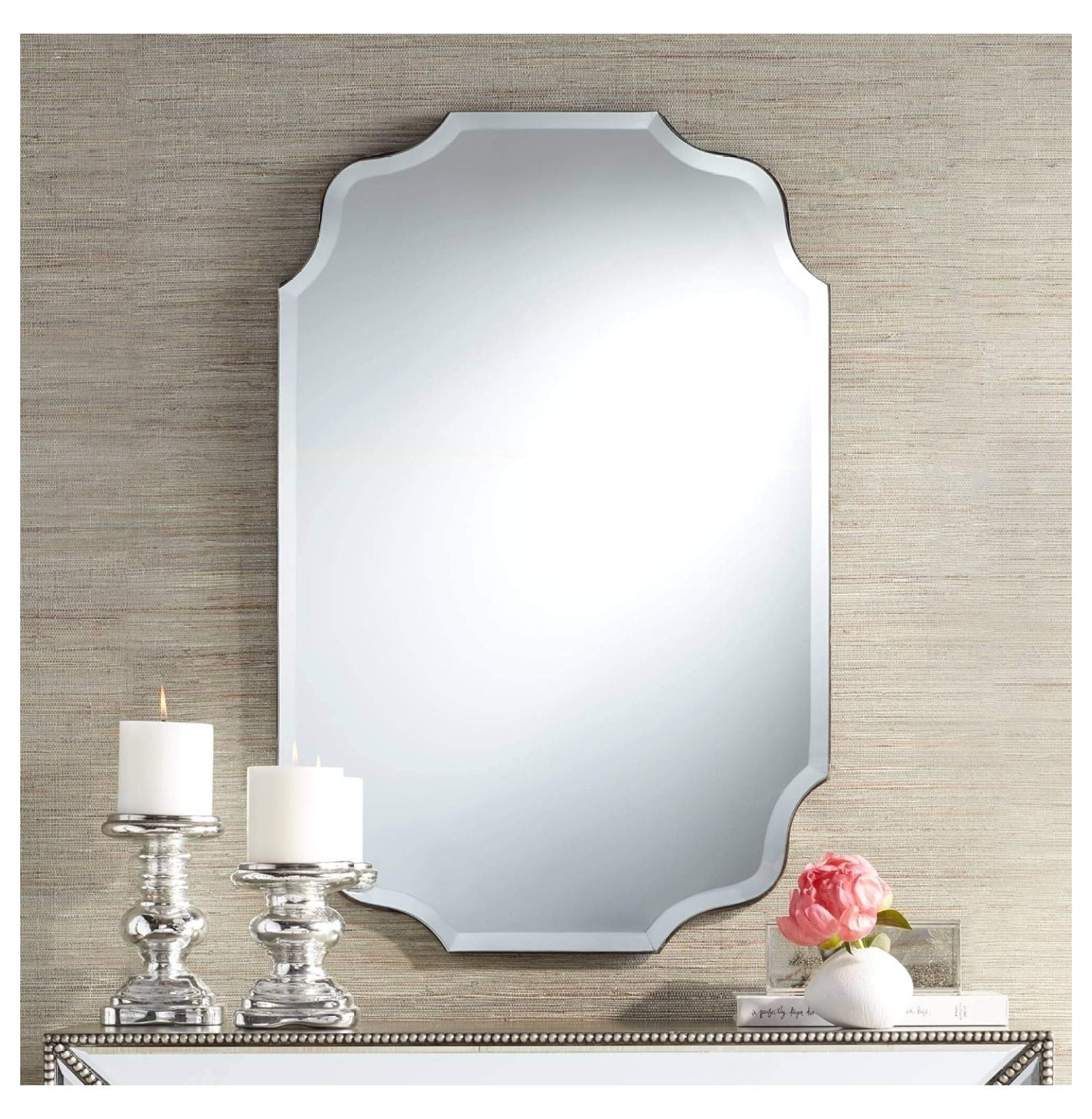 BULYAXIA Vita Wavy Oval Vanity Decorative Frameless Wall Mirror ...