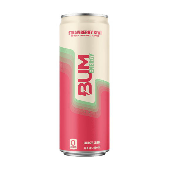 Bum Energy Strawberry Kiwi Energy Drink, 112 mg Natural Caffeine, 12 fl oz Can