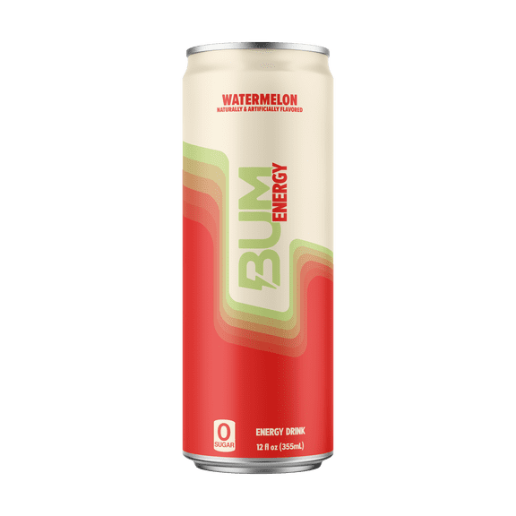 BUM Energy Watermelon Energy Drink, 112 mg Natural Caffeine, 12 fl oz Can