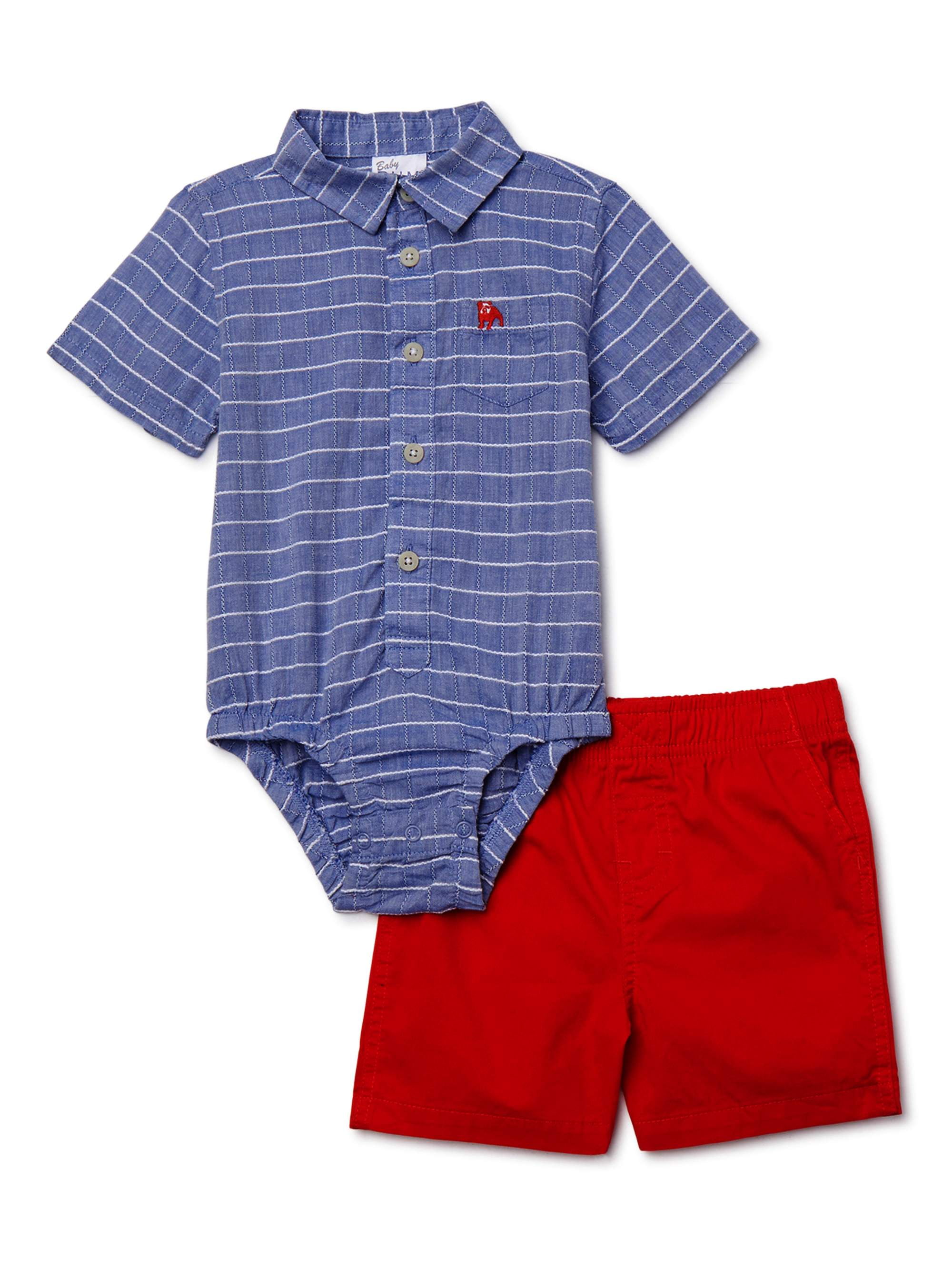 BUM Equipment Baby Boy Short Sleeve Bodysuit and Twill Shorts Outfit