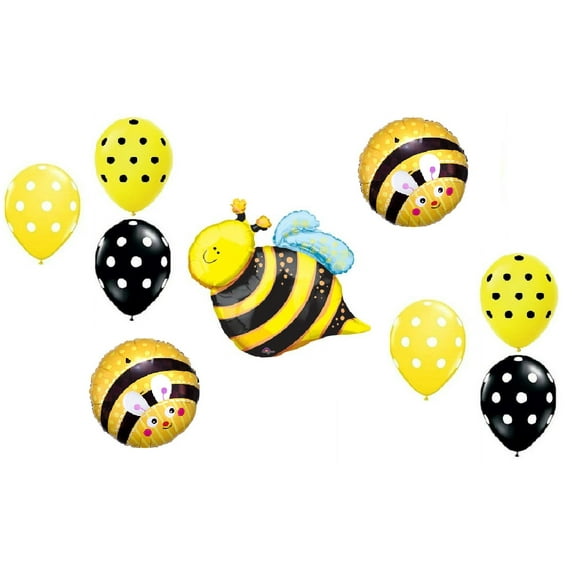 BUMBLE BEE Day BumbleBee Buzz Birthday Party (9) Mylar & Latex Balloons Set B