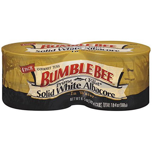 BUMBLE BEE Prime Fillet Solid White Albacore Tuna Fish in Water, 5 Ounce Can (Pack of 4), Wild