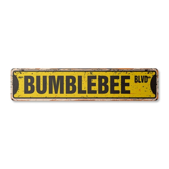 BUMBLE BEE Vintage Aluminum Street Sign honey insect pollen pollination lover rustic metal tin | Indoor/Outdoor |  30" Wide