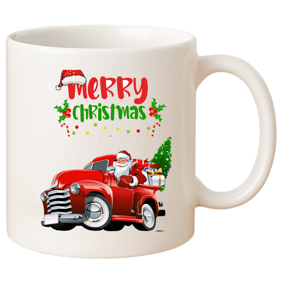 BUMBLE THE BEE™ 11 oz Santa’s Holiday Truck Full of Joy Christmas Mug – Santa Truck Design, Gift-Boxed & Dishwasher Safe
