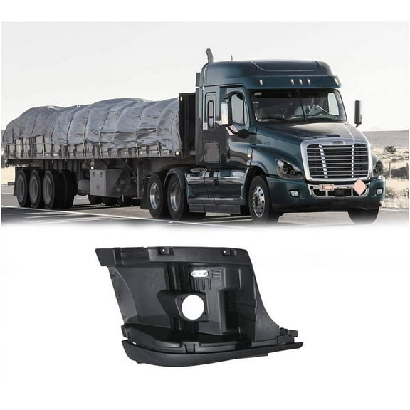 Heavy Duty Right Passenger Side Bumper End w/ Fog Light Hole Ideal For Freightliner Cascadia 2008-2017 - Bumper Cover Replaces Z21-28619-003, Wabco 20896, Freightliner 21-27301-003