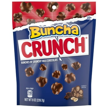 BUNCHA CRUNCH Bunches of Crunchy Milk Chocolate Clusters with Crisped Rice, 8oz / 226.7g Bag for The Ultimate Movie Night Snack