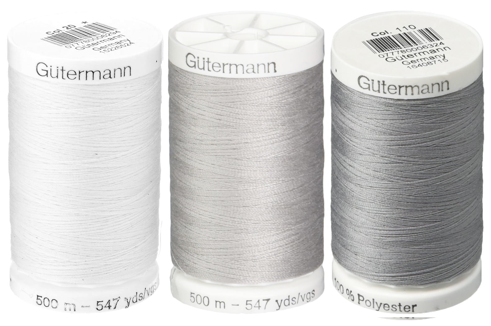 [BUNDLE 3-PACK] - Gutermann Sew-All Thread - Nu-White 501-20, Mist Grey ...