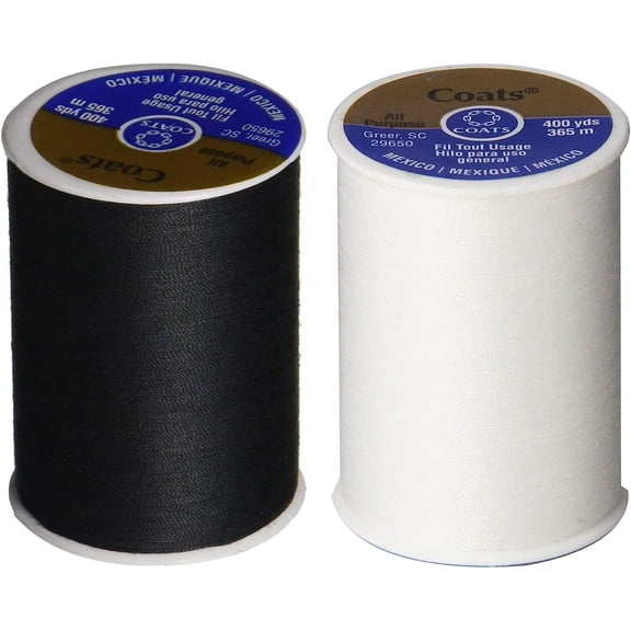 [BUNDLE] - Coats All-Purpose Thread 400yds Black + 400yds White