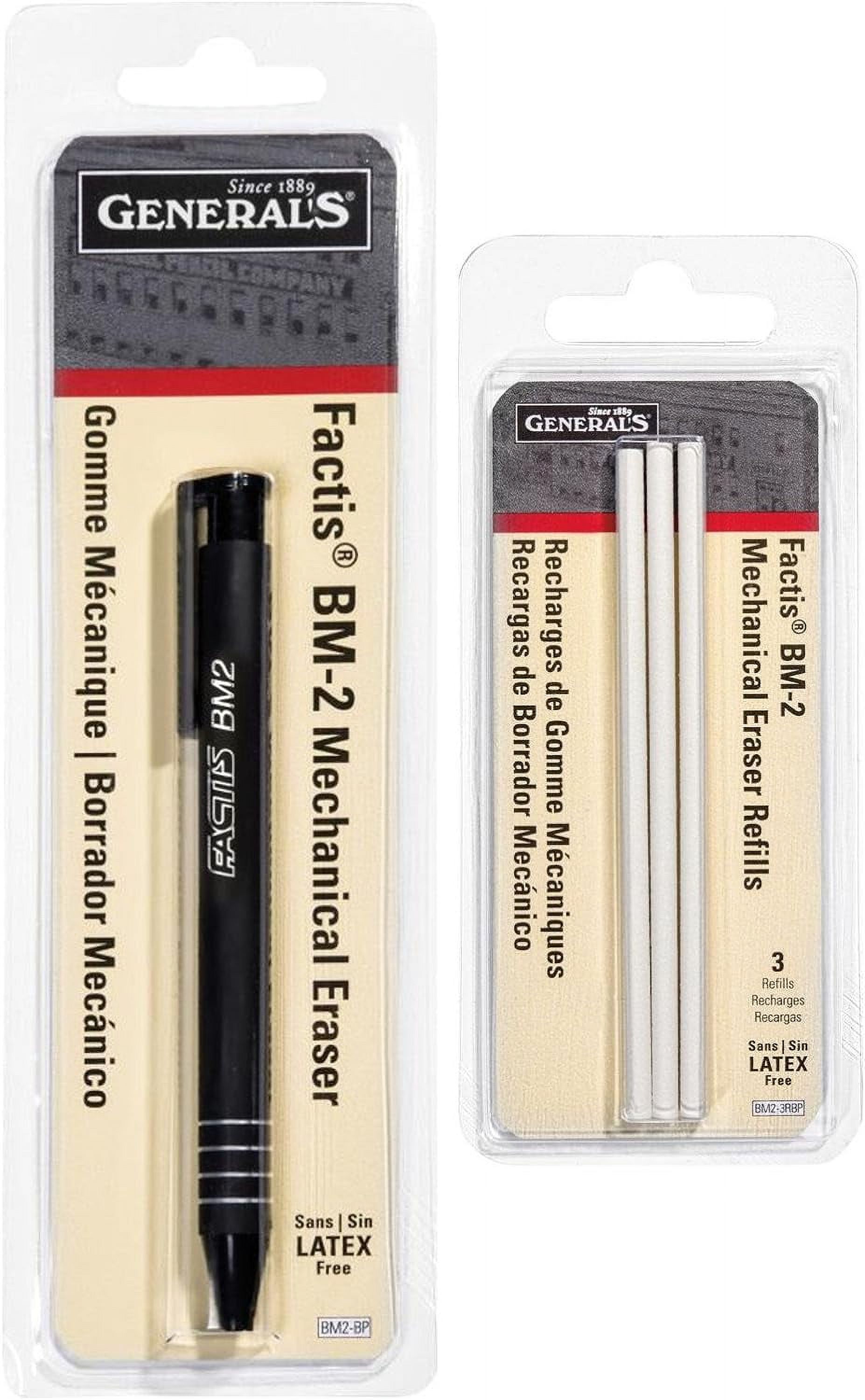 General Pencil Co. Gomma A Penna Factis Con Ricariche - 2 Confezioni Da 3 Ricariche, Leggera E Precisa