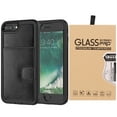 thumbnail image 1 of BUNDLE: Kona Vegan Leather Folio Wallet Case (Black) & Privacy Tempered Glass Screen Protector for Apple iPhone 8 / 7 Plus - Kickstand, Card Slots, Car Mount Compatible, Magnetic Closure, Dual Layer, 1 of 6