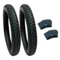 thumbnail image 1 of BUNDLE Motorcycle Tires: Two Tires Size 2.50 - 16 (P43) + FREE 2 Pack Matching Inner Tubes - Performance Motorcycles Dual On/Off Road Slightly Knobby Trea, 1 of 6