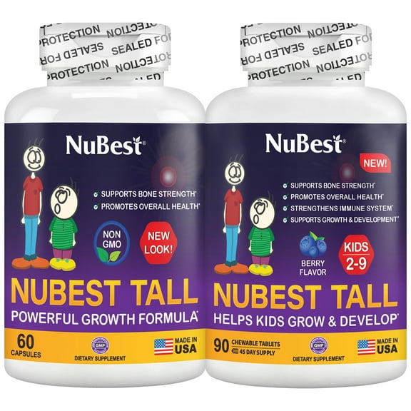 BUNDLE: NuBest Tall for Age 5+ & NuBest Tall for Kidz 90 Chewable Tablets for Ages 2 to 9