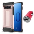 thumbnail image 1 of BUNDLE: Rugged Performance Dual Layer Hybrid Case for Galaxy S10 (Rose Gold) & USB Car Charger Adapter - Ultra Lightweight, Port Covers, Bumper Corner Protection, Shock Absorption, Raised Lip Guard, 1 of 4
