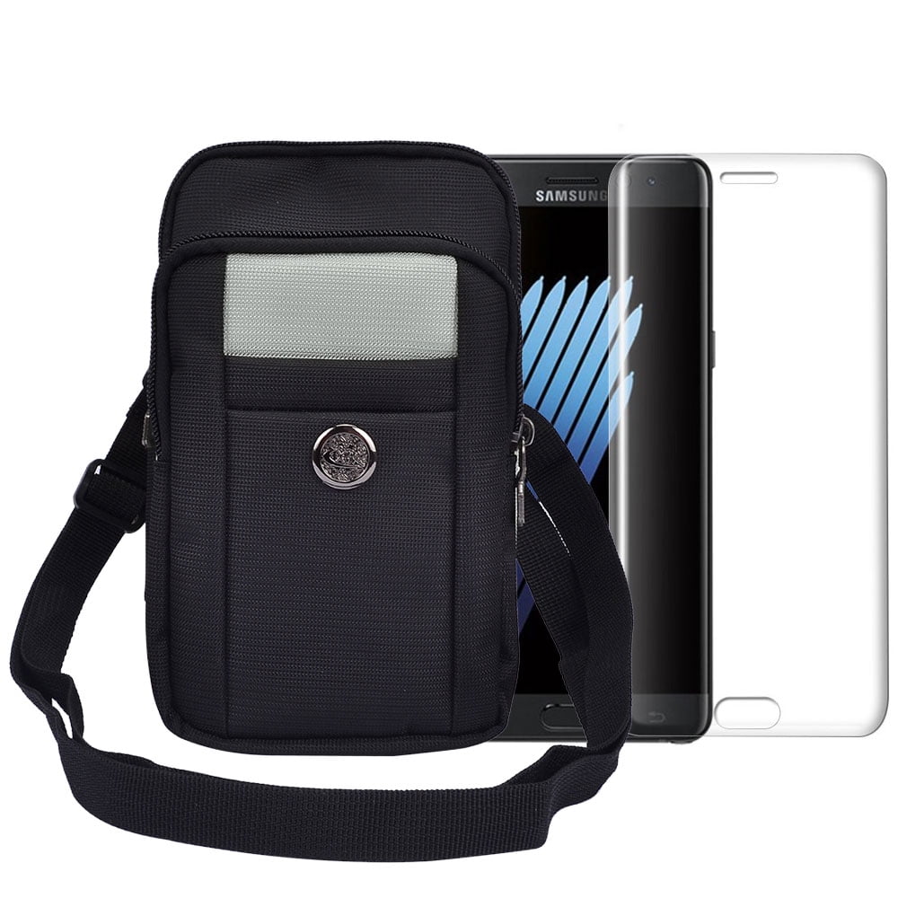 SumacLife Sports Travel EDC Tactical Pouch (Gray) with Tempered Glass Screen Protector for Samsung Galaxy Note 9