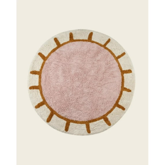 BUNGALOWANDBEYOND Cotton Round Rug | Pastel Color Soft Rug | Round Tufted Rug | Circle Rug | Kids Room Rug | Rugs For Kids Bedroom | Boho Cotton Rug For Decor | 2.7 ft Diameter