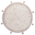thumbnail image 1 of BUNGALOWANDBEYOND Cotton Soft Rug | Round Shaped Rug For Kids Room | Non-Slip Playroom Area Carpet | Machine Washable Nursery Decor | Cozy Bedroom Floor Mat | 4.3 ft Diameter, 1 of 10