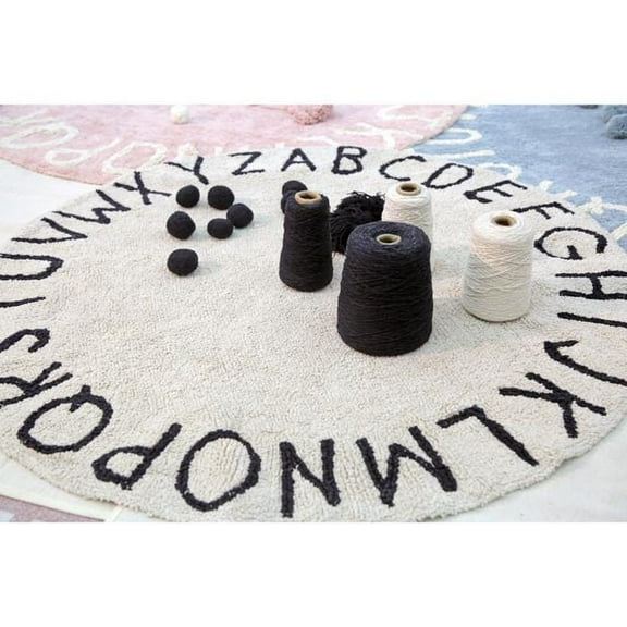 BUNGALOWANDBEYOND Round ABC Rug For Kids | Educational Alphabet Rug | Nursery, Playroom, Classroom, And Kids Room Rug | Play Area Rug | Alphabet Custom Rug | 3.3 ft Diameter