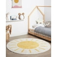 thumbnail image 1 of BUNGALOWANDBEYOND Round Colorful Rug For Girls Room | Soft Cotton Round Rug | Circle Rug For Nursery Decor | Kids Room Rug | Girls Bedroom Yellow Soft Rug | 5.3 ft Diameter, 1 of 6