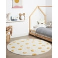 thumbnail image 1 of BUNGALOWANDBEYOND Round Tufted Rug | Circle Rug | Cotton Soft Rug For Girls Room | Nursery Decor Rug| White Circle Rug With Yellow Dot | Play Area Cotton Rug | 5.7 ft Diameter, 1 of 6