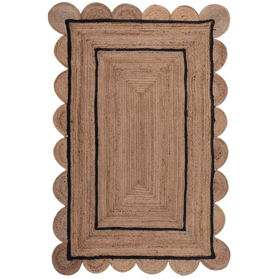 BUNGALOWANDBEYOND Soft Curve Scalloped Jute Rug – Handmade with Natural Fibers | Scalloped jute rug, Organic jute decor, Natural fiber rug , Earthy tone rug (5x7.2 Ft)