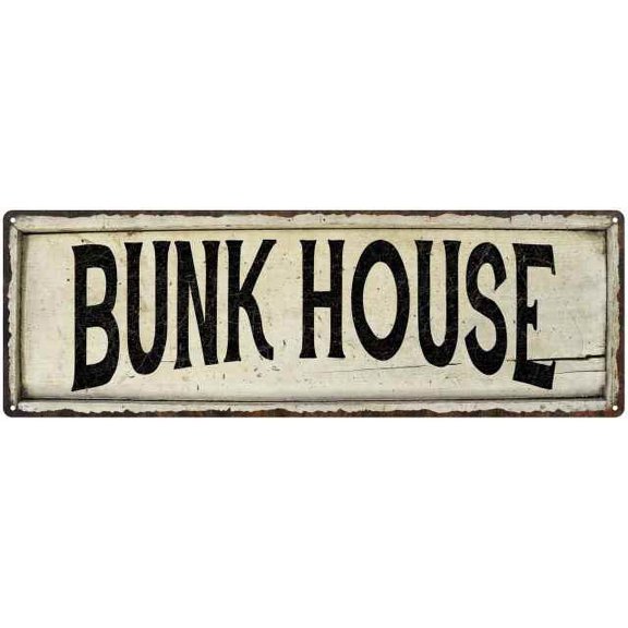 BUNK HOUSE Farmhouse Style Wood Look Sign Gift 8x24 Metal Decor 108240028105