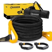 BUNKER INDUST 1.25" 20ft Kinetic Recovery Rope with 2 Soft Shackle Kit, 55000lbs Nylon Tow Rope Heavy Duty Snatch Strap Offroad Recovery Kit for 4x4 Jeep Truck ATV UTV SUV