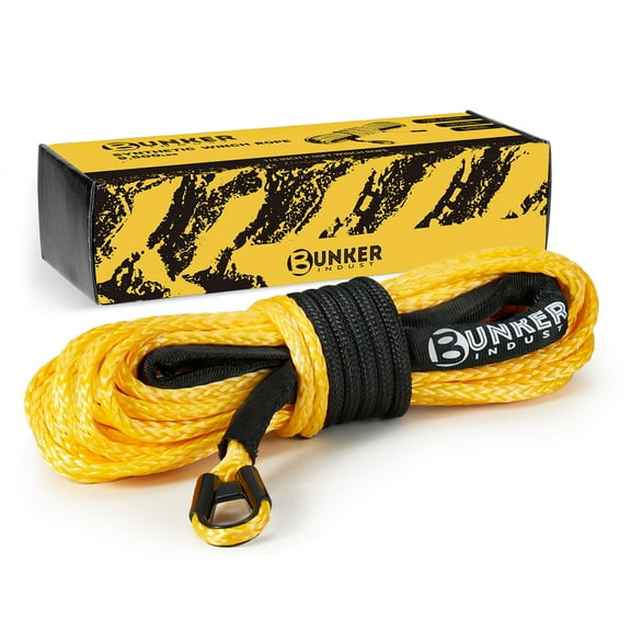 BUNKER INDUST 1/4" x 50' Synthetic Winch Rope,9500LBS ATV UTV Winch Cable with Protective Sleeve 50 FT Winch Line Replacement for 4500 to 6000LBS Winch