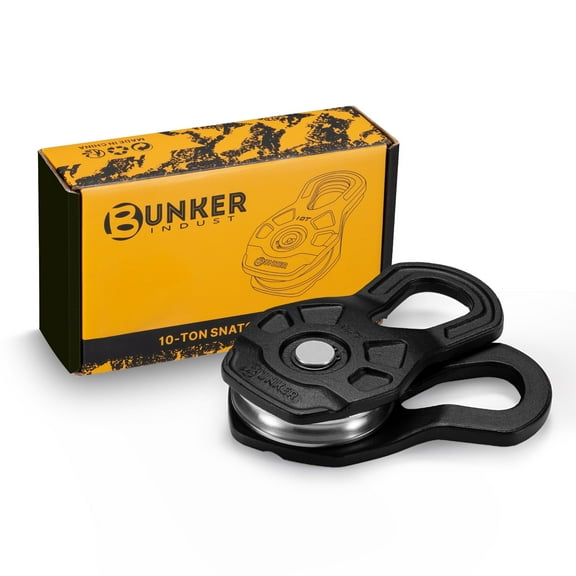 BUNKER INDUST 10 Ton Snatch Block, Recovery Winch Pulley Block Under 0.5" Diameter Synthetic Rope or Steel Cable - Heavy Duty Winch Accessories for Truck, ATV, UTV Offroad Recovery