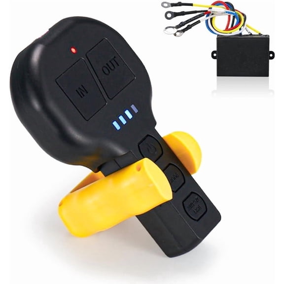 BUNKER INDUST 12V Wireless Winch Remote Control Switch Receiver Kit for Truck, Jeep, ATV, SUV with Built-in LED Lights for Night-time Recovery