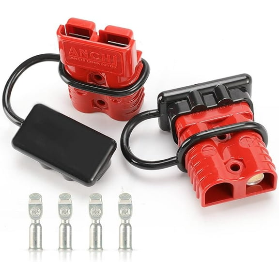 BUNKER INDUST 175A 1/0AWG Battery Quick Connect Wire Harness Plug Kit Battery Cable Quick Connect Disconnect Plug for Winch Auto Car Trailer Driver Electrical Devices,2 Pcs,Red