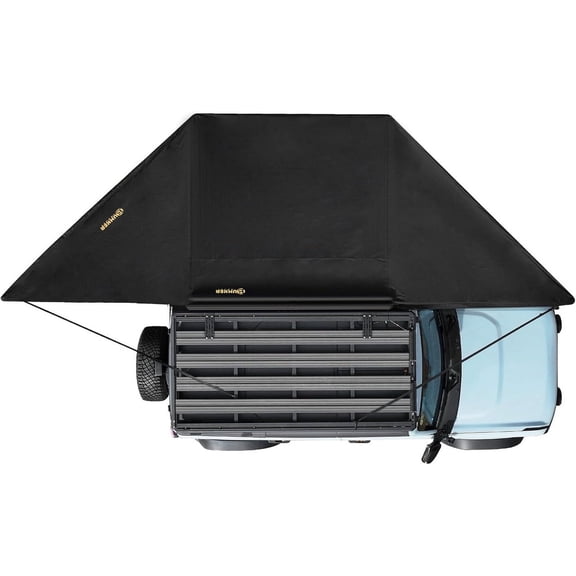 BUNKER INDUST 180-Degree Free-Standing Vehicle Awning with 3-Color LED Light - Driver-Side Weatherproof Overland Awning for SUV/Van/Truck/Camper