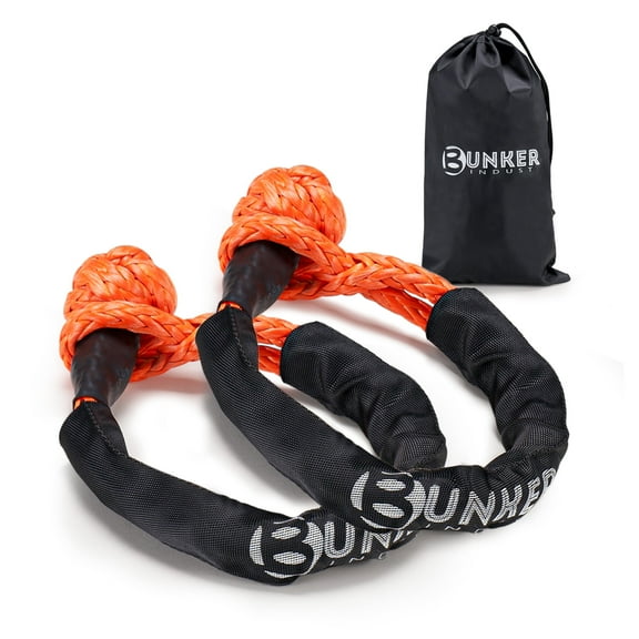 BUNKER INDUST 2Pcs Synthetic Soft Shackle Rope,1/2 Inch x 24 Inch (41,000 LBS Breaking Strength) Winch Towing Recovery Shackles for Offroad 4x4 Vehicles Truck, SUV, ATV, UTV